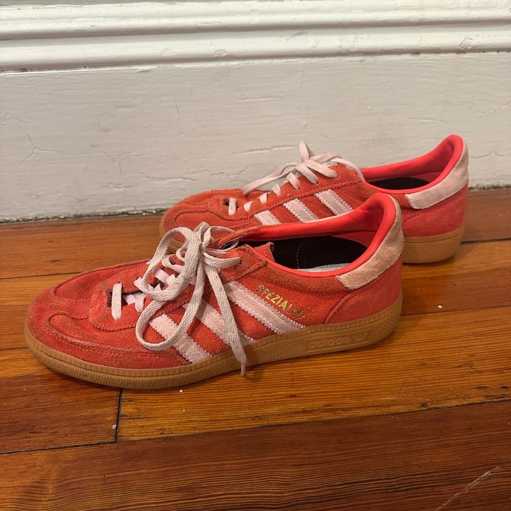 Red and Pink Adidas Sambas